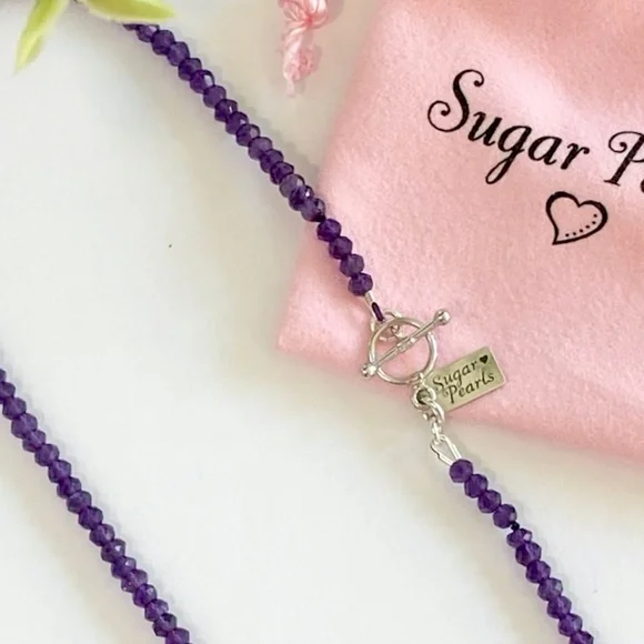 Amethyst and 14k White Gold Pearl Pendant Necklace - Picture 4 of 5